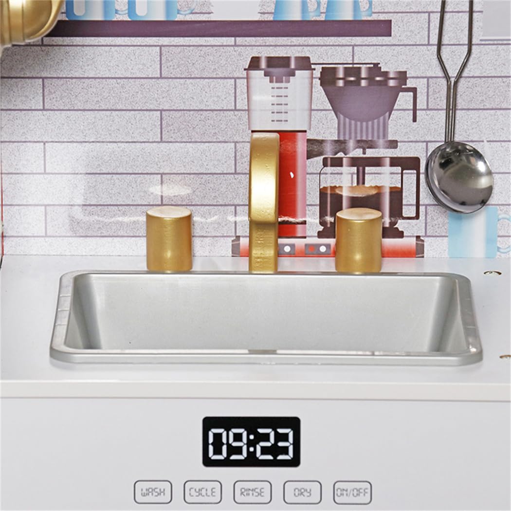 Kids Children Pretend Toy for Babies, Kitchen Playset & Play Kitchen Toy Set with Light, Sink with