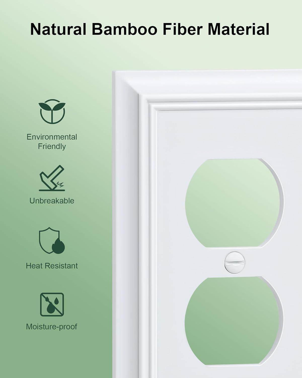4-Pack Duplex Outlet Cover Plate, Decorative Pure White Switch Plates and Outlet Covers, Natural