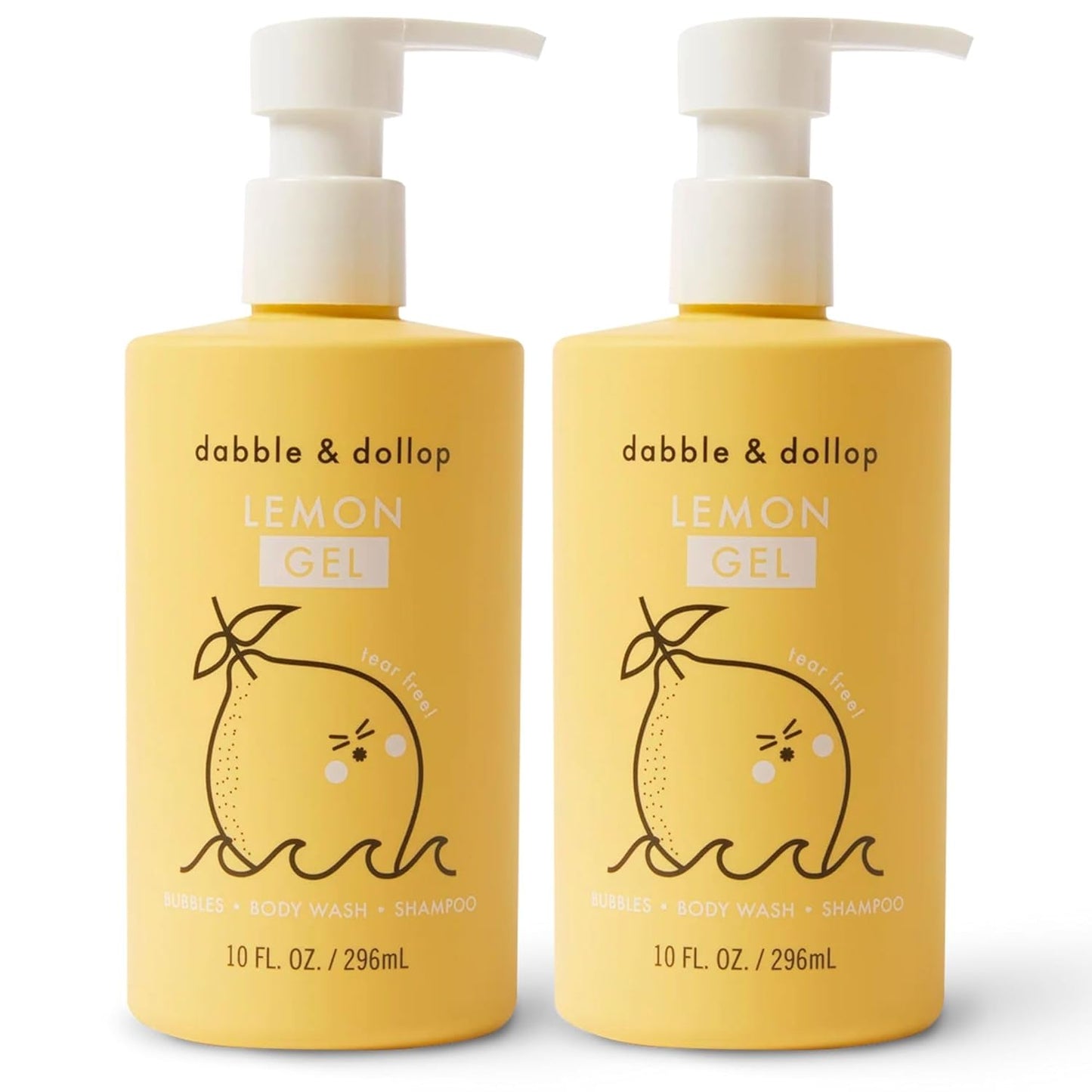 Dabble & Dollop Lemon Body Wash & Shampoo – 3-in-1 Natural Bubble Bath for Kids, Made in USA, No