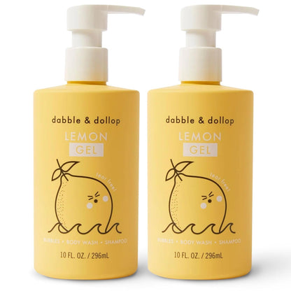 Dabble & Dollop Lemon Body Wash & Shampoo – 3-in-1 Natural Bubble Bath for Kids, Made in USA, No