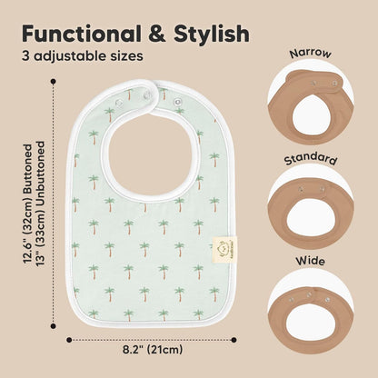 KeaBabies 8-Pack Organic Baby Bibs for Boys, Girls - Super Absorbent Cotton Drool Bibs for Baby Girl & Boy, Teething Toddler, Drooling Newborn, Ultra Soft & Machine Washable (Roarsome)