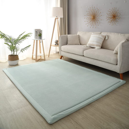 Loartee Coral Velvet Crawling Rugs (4'11"x6'7", Light Green) for Toddler Children Play Area Rugs Yoga Mat Exercise Pads Carpet