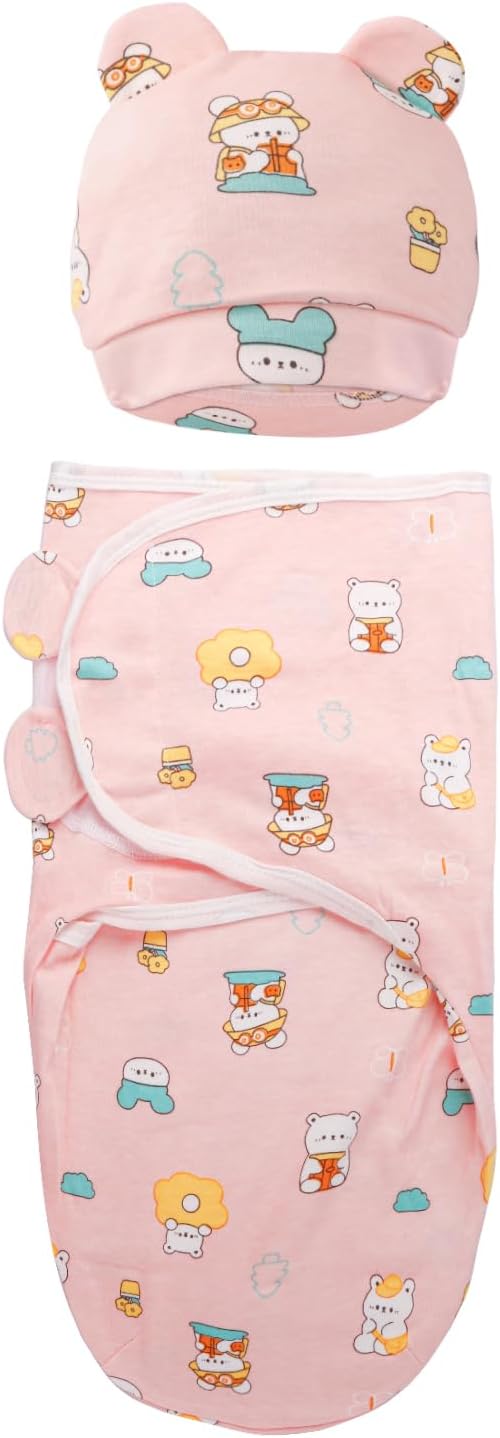 Baby Swaddle Sleep Sacks with Hats for 0-3 Months Baby Swaddle Blanket Wrap Newborn Swaddles Sack