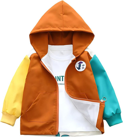 Vinmin Toddler Hooded Jacket Cartoon Dinosaur Zip Coat Little Girls Boys Jacket Thin Fashion for Spring Autumn