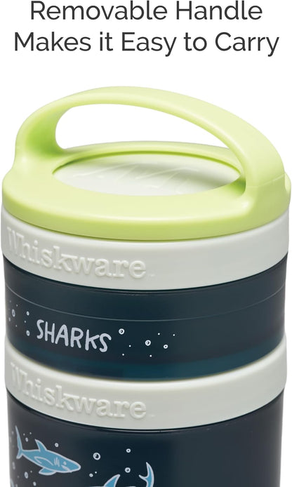 Whiskware Stackable Snack Containers for Kids and Toddlers, 3 Stackable Snack Cups for School or