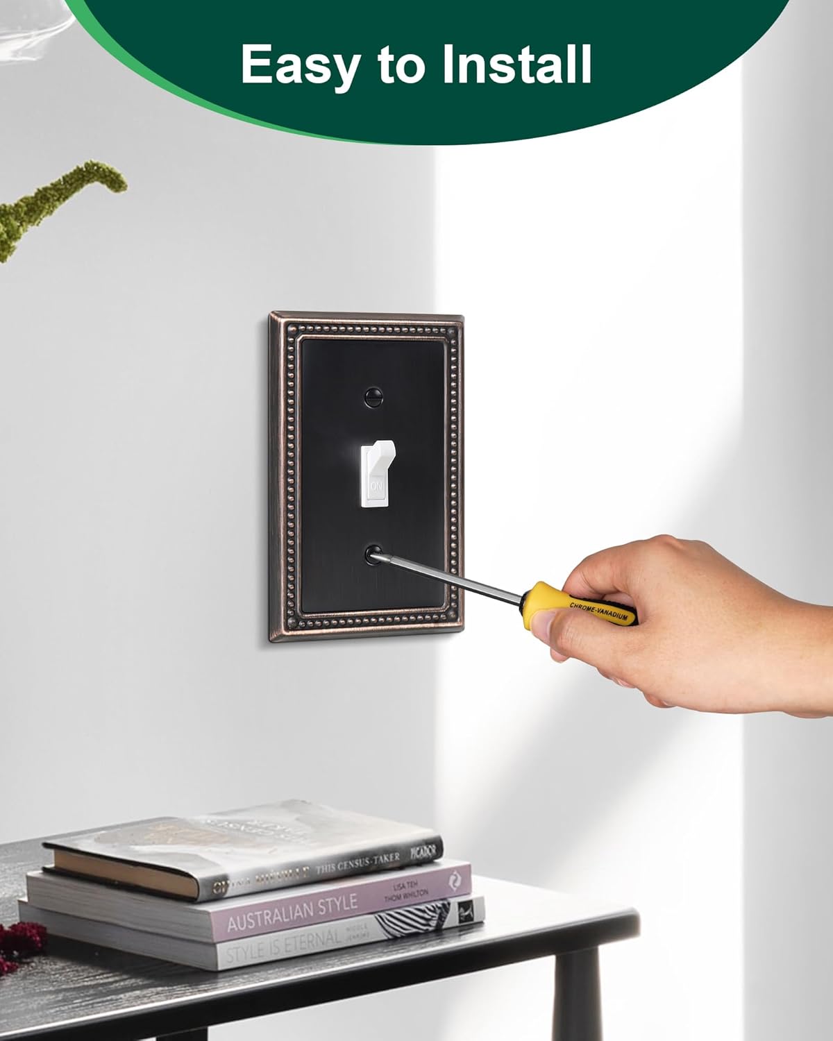 6-Pack Single Toggle Light Switch Cover Plate, Pearls Decorative Switch Plate Covers, Aged Bronze 1
