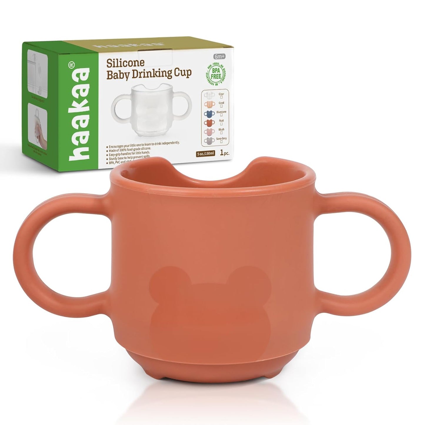 haakaa Silicone Baby Training Cup, Toddler Learning Open Cup for Baby 6 Months+, Drop-Proof BPA Free, 5 Ounce (Red)