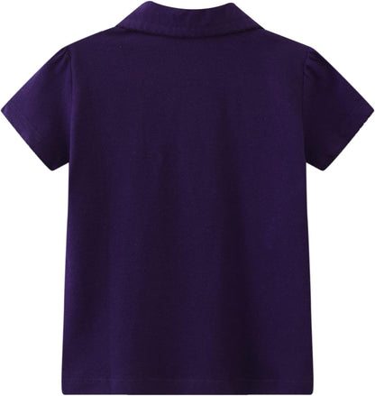 HILEELANG Girls' Tees Ruffle Short Sleeve T-Shirt Cotton Casual Graphic Summer Crewneck Tunic Tops