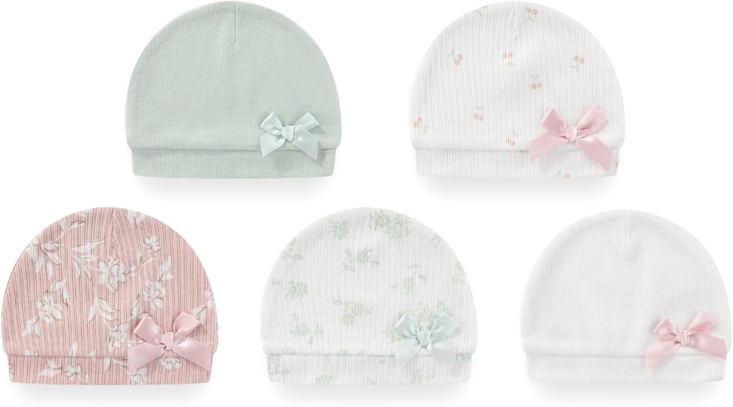 Newborn Baby Boy Girl Caps Mittens Socks Set Cotton Baby Essentials Accessories (Hats+Gloves+Socks)