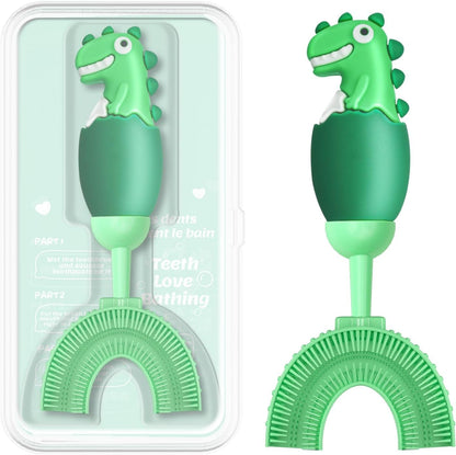 U-Shaped Toothbrush for Kids Ages 2-7， Soft Food-Grade Silicone for Sensitive Gums， 360° Teeth