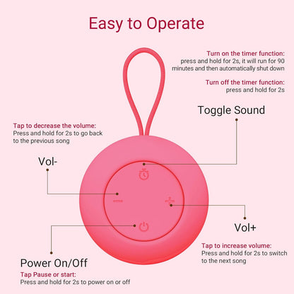 Portable Baby Sound Machine [White Noise for Babies Kids Adults][Sleep Soother][Timer Function][12 Soothing Sounds] 15 Hours Battery Life, Registry Gift,Shower,Clips on Baby Stroller.Rose
