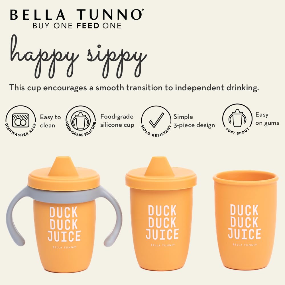 Bella Tunno Sippy Cup, Silicone Training Cup with Transition Handles for Infants, Toddlers & Kids, Babies 6-12 Months & Toddlers 1-3 Years, Boys & Girls, Duck Duck Juice, 8 oz