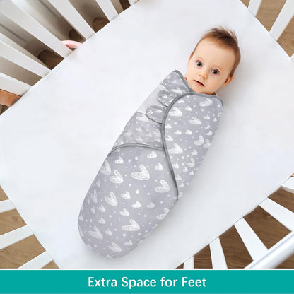 Biloban Baby Swaddles 0-3 Months for Boy Girls, Newborn, Organic Cotton Adjustable Blanket, Lovely