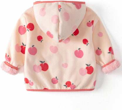Toddler Printed Polar Fleece hooded Jacket Baby Boys Girls Kids Winter Warm Spring Autumn Outerwear Soft Lightweight