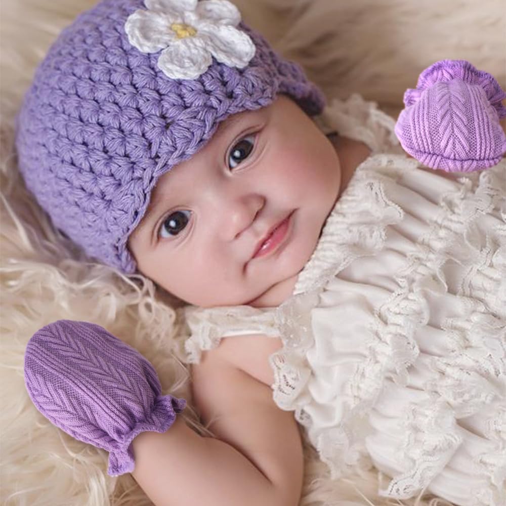 BQUBO Newborn Infant Toddler Mittens No Scratch Cotton Elastic Wrist Gloves Hypoallergenic for 0-6 Months Baby Boys Girls