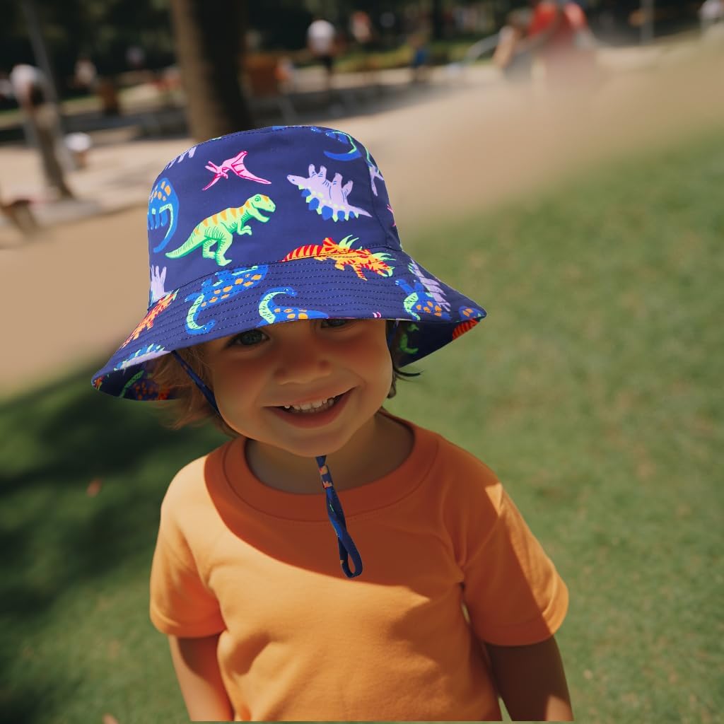 Baby Sun Hat 0-6 Years Toddler Boys Girls Adjustable Bucket Hats Kids Bucket Hats UPF 50+ Wide Brim Beach Swim Pool