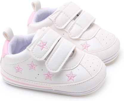 SOFMUO Baby Boys Girls High Top Ankle PU Leather Sneakers Soft Rubber Sole Infant Moccasins Newborn Oxford Loafers Anti-Slip Toddler Wedding Uniform Dress Shoes