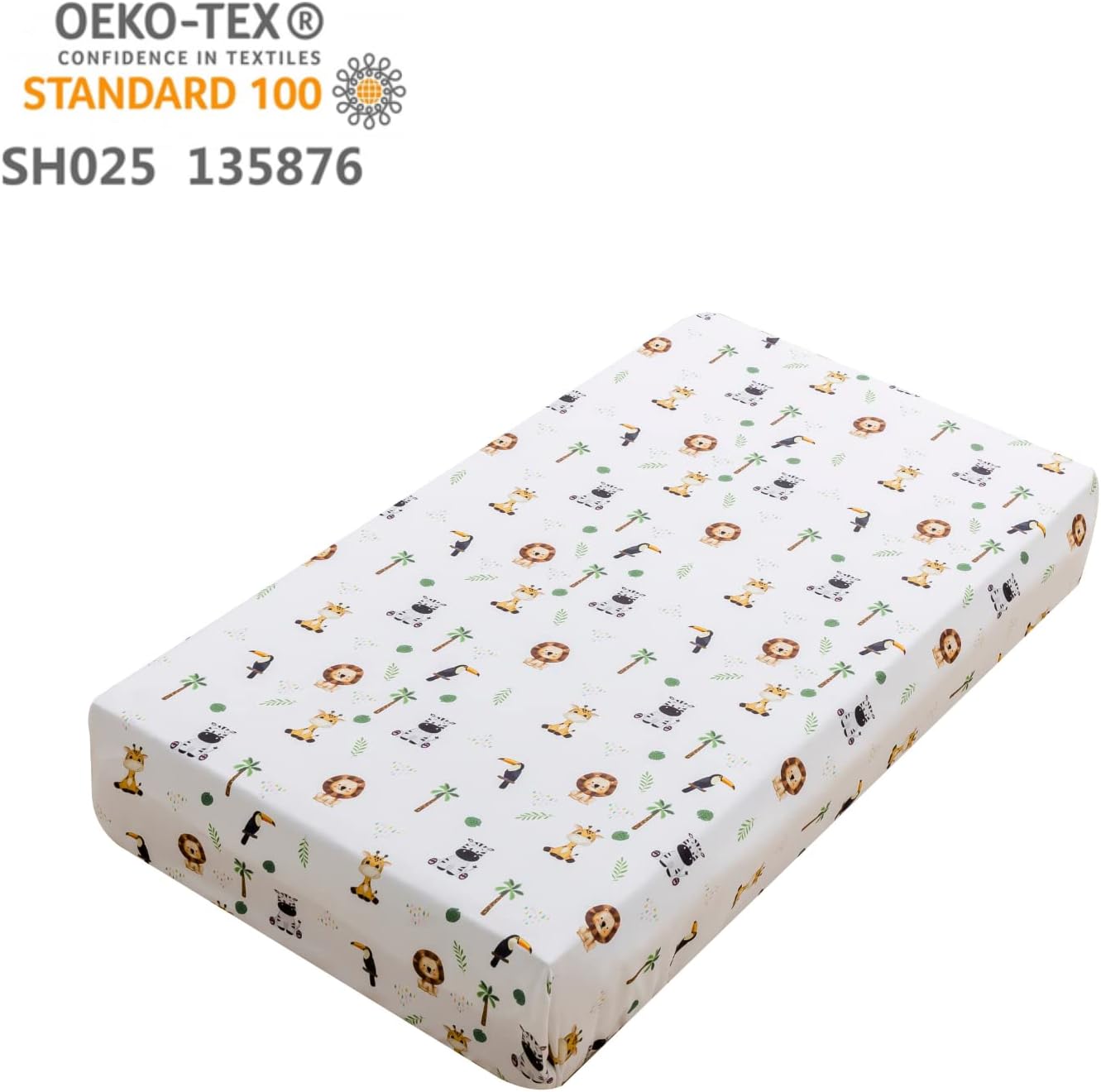 Safari Animal Bedding Set for Baby Boys Girls, 3-Piece Crib Set Including Sheet, Comforter & Skirt