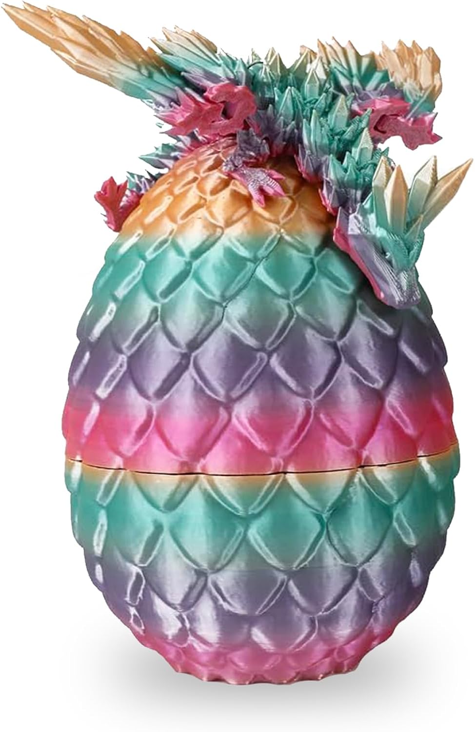 3D Printed Dragon Egg Crystal Dragon Fidget Toy Full Articulated Dragon Mystery Dragon Eggs with Dragon Inside Home Office Desk Decor Gifts Toys (Laser Colorful)