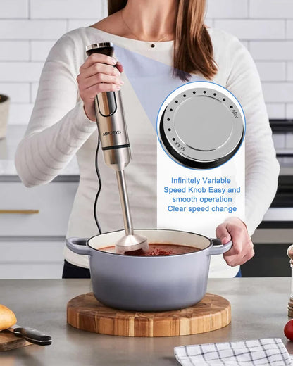 Handblender with Plug,Immersion Blender Handheld, Heavy-Duty Copper Motor, Detachable Stainless
