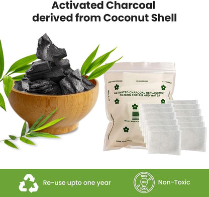 Green Piece® 12 Pack - Overstuffed - All-Natural Baby Diaper Pail Deodorizer | Activated Charcoal Air Purifier Compatible with Diaper Pails, Shoe Closets, Trash Cans, Pets - Made in The USA