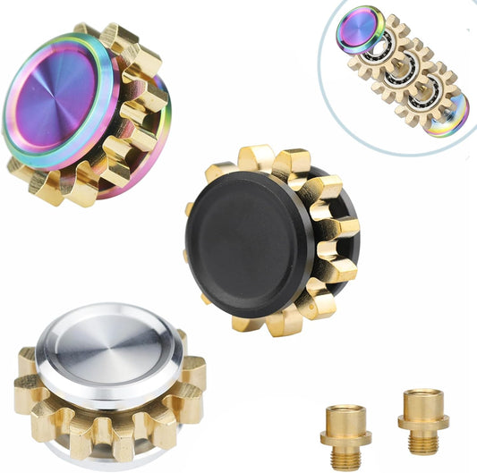 Metal Fidget Spinner for Adults, Small Mini Hand Toys, Copper Gear Linkage Fidget Blocks, Stacking Extendable Fingears Gyro, Bearing, Autism Sensory ADHD Anxiety Reduce
