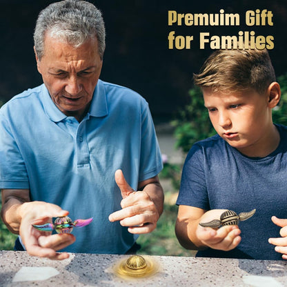Cool Fidget Spinner for Kids Adults, Magic Orb Finger Hand Spinner Toys Stress Relief Ball Sensory Toy Wizard Fan, Metal Fingertip Gyro Birthday Gift Stocking Stuffer for Boys Girls, Golden Decortion