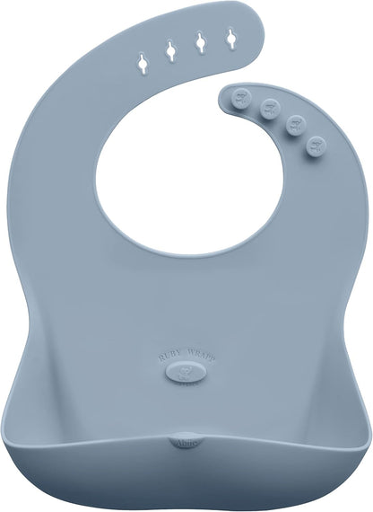 Abiie Ruby Wrapp Silicone Bibs for Babies with Front Pocket - Waterproof Bib - Stain Resistant