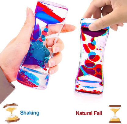 Liquid Motion Bubbler Sensory Toys,3 Pack Liquid Timer Desktop Colorful Hourglass Liquid Bubbler, Small Calming Relaxing Toys Sensory Anxiety Autism ADHD Fidget Toys