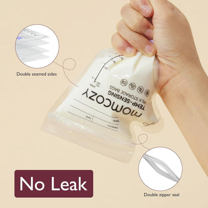 Momcozy Easy Pour Breastmilk Storage Bag, 8Oz, Temp-Sensing Color Change, 200 Count Milk Bag with