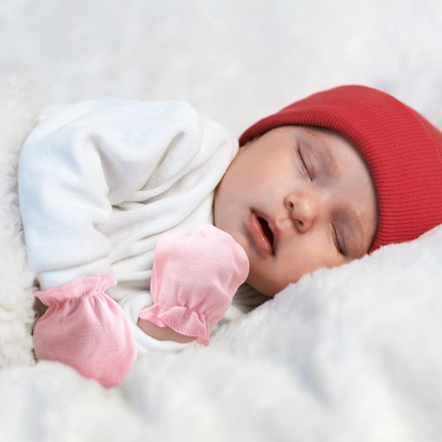 BQUBO Newborn Infant Toddler Mittens No Scratch Cotton Elastic Wrist Gloves Hypoallergenic for 0-6 Months Baby Boys Girls