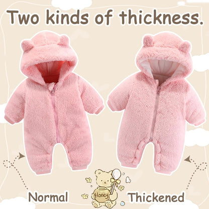 UVIPC Baby Newborn Bear Outfit Fleece Snowsuit Winter Clothes Hooded Jumpsuit Romper for Baby boy girl