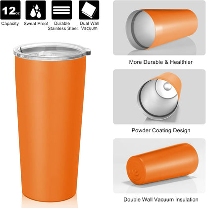 VEGOND 20oz Tumbler Stainless Steel Tumbler with Lid And Straw Vacuum Insulated Double Wall Travel Coffee Mug(orange package 6)