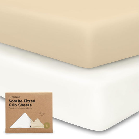 KeaBabies 2-Pack Organic Crib Sheets for Boys, Girls - 52x28 Fitted Crib Mattress Sheet Neutral