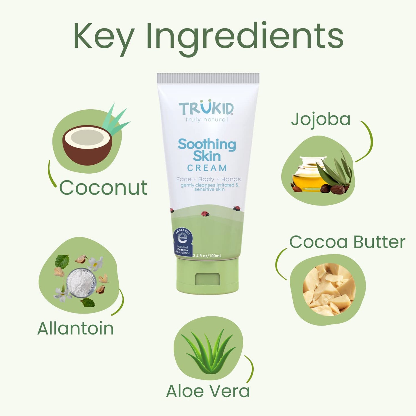 TruKid Natural Eczema Cream for Kids, Toddlers & Babies, NEA-Accepted for Eczema, Safe for
