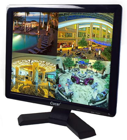 Cocar CCTV Security Monitor, 17 inch BNC Monitor with VGA HDMI AV Built-in Speaker 4:3 HD Display LCD Screen Display with USB Media Player for Home Surveillance Camera STB PC