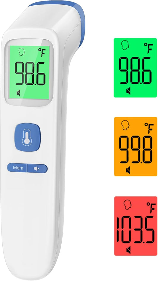 Thermometer for Adults and Kids, Digital Forehead Thermometer with Fever Alarm, Silent Mode &