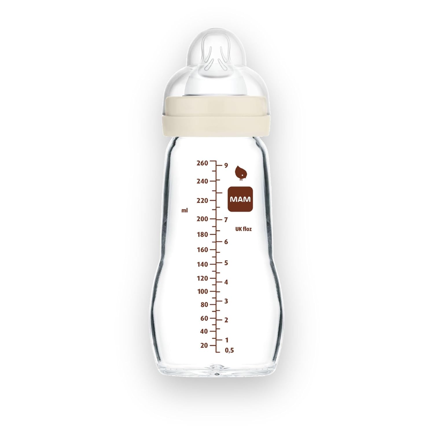 MAM Feel Good Medium Flow Premium Glass Baby Bottles, Easy Switch Between Breast and Bottle, 9oz