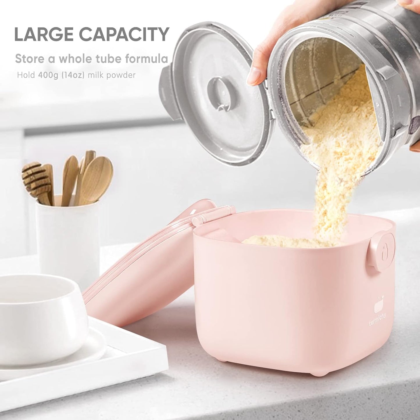 Termichy Milk-Powder Formula Dispenser Container: 14OZ Baby Formula Storage Container for Travel