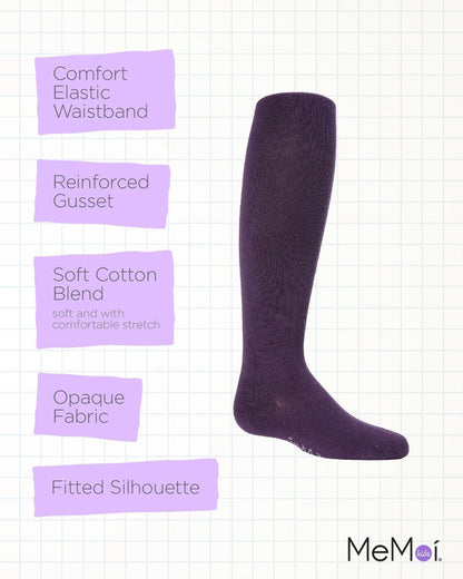 MeMoi Soft Pima Cotton Tights for Girls, Soft and Lightweight Opaque Tights for girls - Sizes 8 to 16
