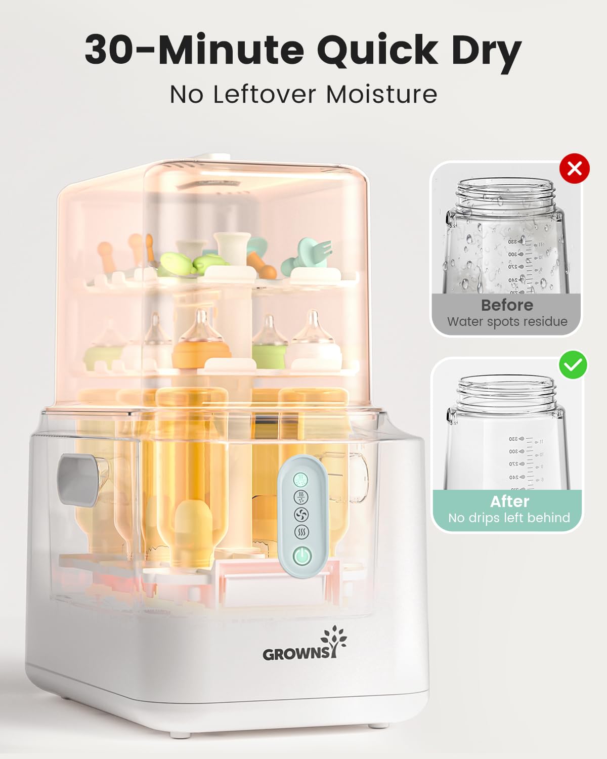 Grownsy 3-Layer Large Bottle Sterilizer and Dryer, Fast Sterilization and Drying, Universal Bottle