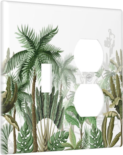 Palm Tree Banana Leaf Green Rainforest Natural Landscape Wallplates 1 Toggle 1 Duplex Switch Plate Electrical GFCI Faceplate Decorative Light Switch Covers for Bed Room Living Room Decor