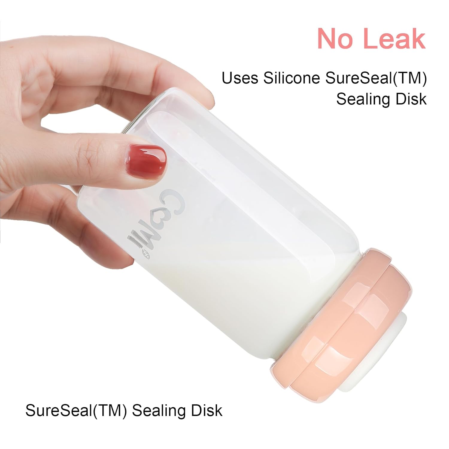 COMI Wide Neck Glass Breastmilk Collection n Storage Bottle, 8oz with Screw Ring Sealing Disk;