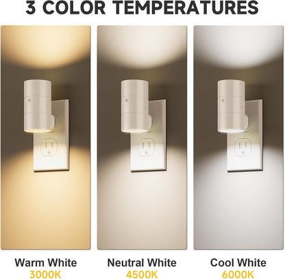 NIORSUN Night Lights Plug Into Wall,Plug in Night Light with 3 Light Modes,Ultra-Slim Design,Dusk to Dawn Sensor,0-100LM Dimmable Night Light for Hallway Bathroom Stairway Bedroom,White,2 Pack