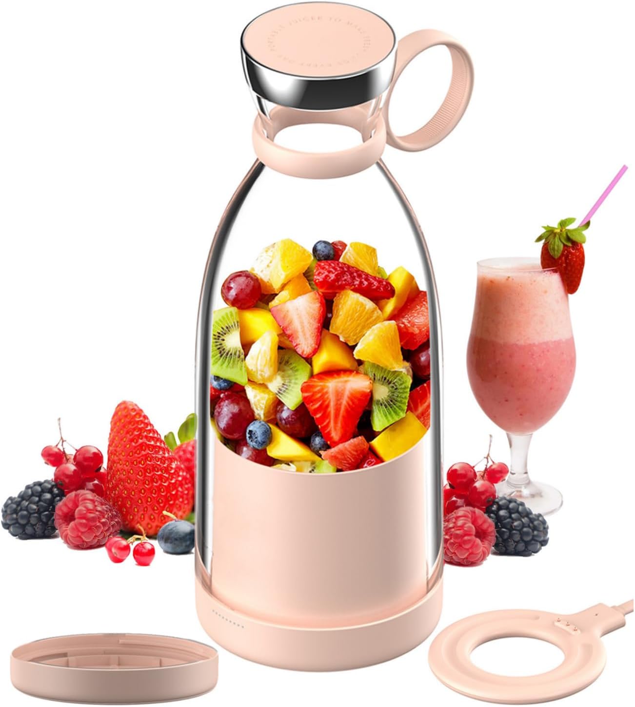 OTPEIR Portable Blender for Shakes and Smoothies with 11.83 Oz Travel Cup and Lid,Durable Stainless