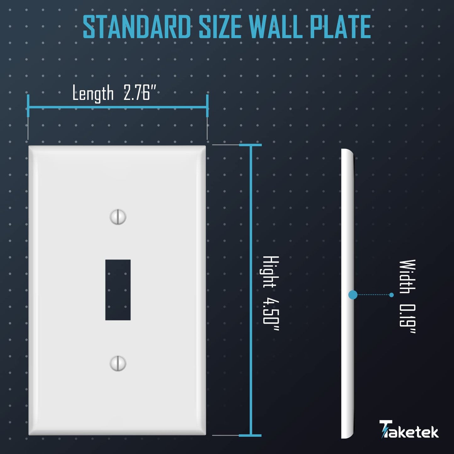 Light Switch Cover, Standard Size Toggle Light Switch Wall Plate,White, Wall Plates for Light