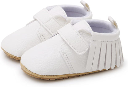 SOFMUO Baby Boys Girls High Top Ankle PU Leather Sneakers Soft Rubber Sole Infant Moccasins Newborn Oxford Loafers Anti-Slip Toddler Wedding Uniform Dress Shoes