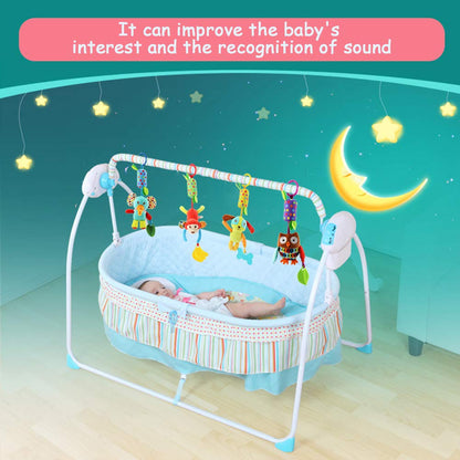 4 PCS Baby Soft Hanging Rattle Crinkle Squeaky Toy - Baby Toys for 0 3 6 9 to 1 Animal Ring Plush Stroller Infant Car Bed Crib Travel Activity Hanging Wind Chime with Teether for Boys Present