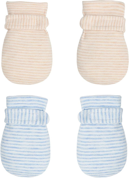 Newborn Baby No Scratch Mittens Stay On, 100% Cotton Breathable, Adjustable Infant Gloves for Baby Boys Girls Mittens