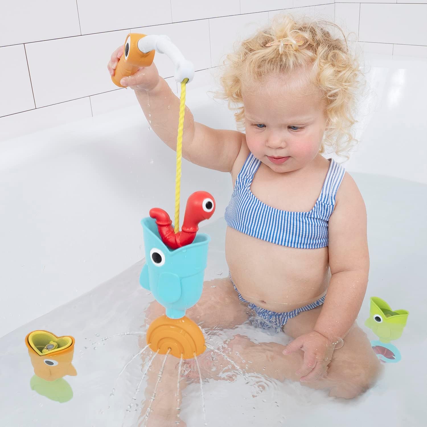 Yookidoo Toddler Baby Bath Magnetic Fishing Game Toy with Water Effects (Ages 2+) Includes 3 Moving